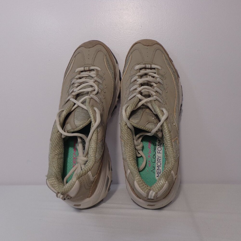Skechers D'Lites Air-Cooled Memory Foam Leather Beige Sneakers Women's Size 10 - Picture 5 of 7